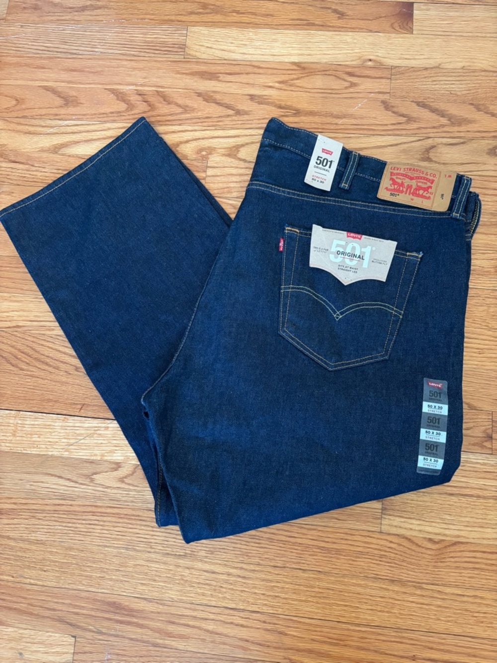 Levi’s 501 Original Fit Men’s Jeans 50x30 Dark Blue Big & Tall Straight Cotton